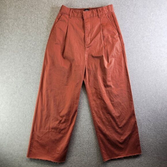 BDG Urban Outfitters Pants Womens 4 Brown Wide Leg Cropped High Rise Raw Hem - Picture 16 of 16
